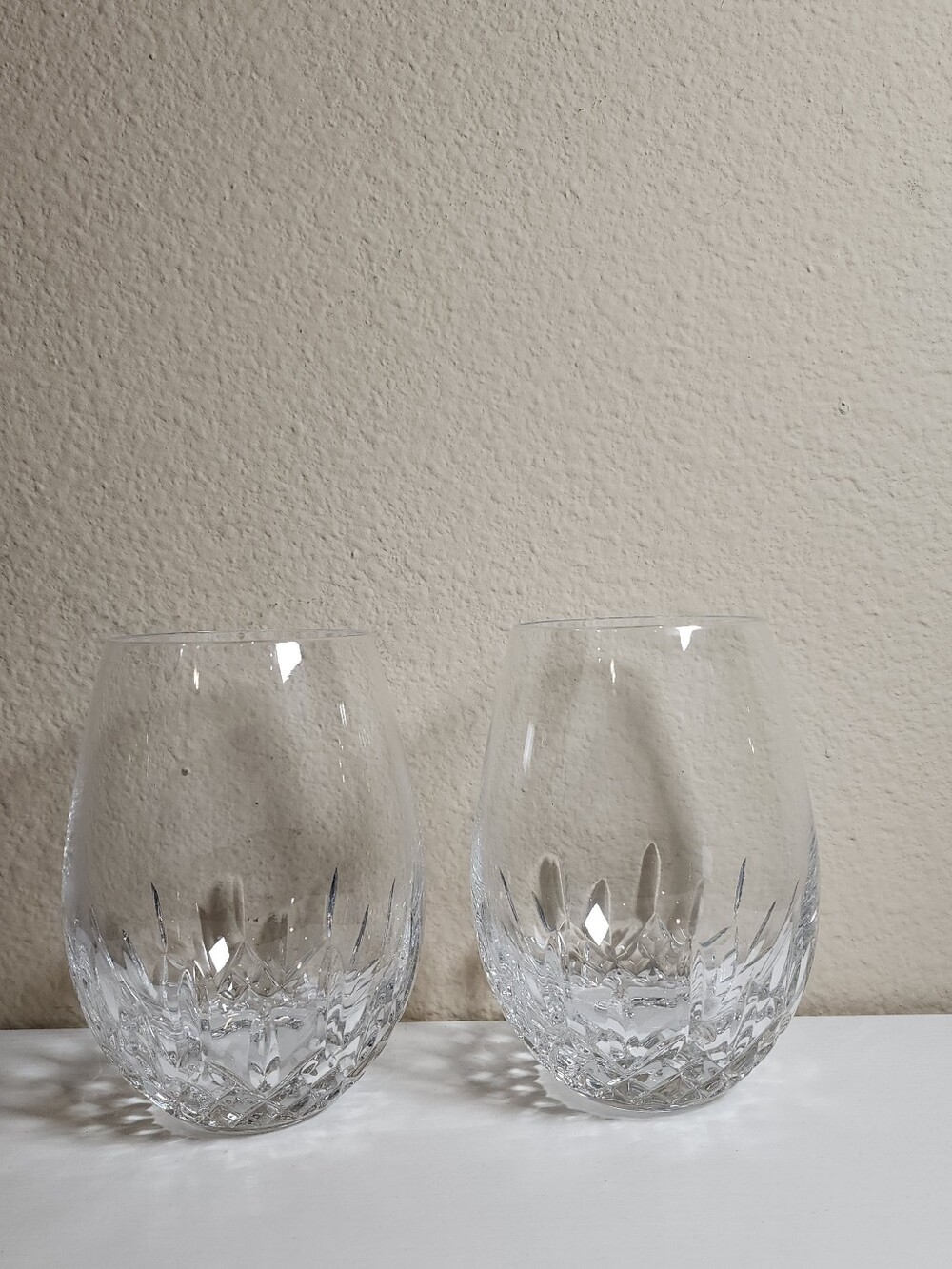 Waterford Crystal Clear Cut Stemless Wine Glasses